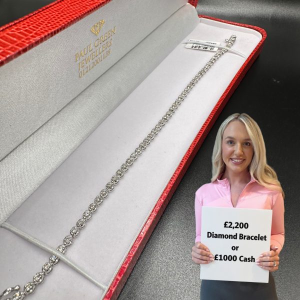 Diamond tennis bracelet valued at £2,200 or £1,000 Cash alternative